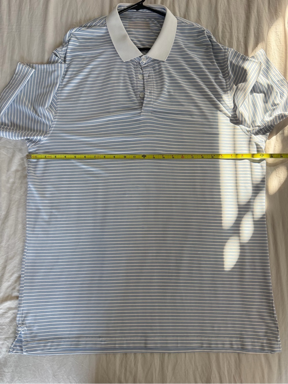 Callaway White Polo with Light Blue Stripes